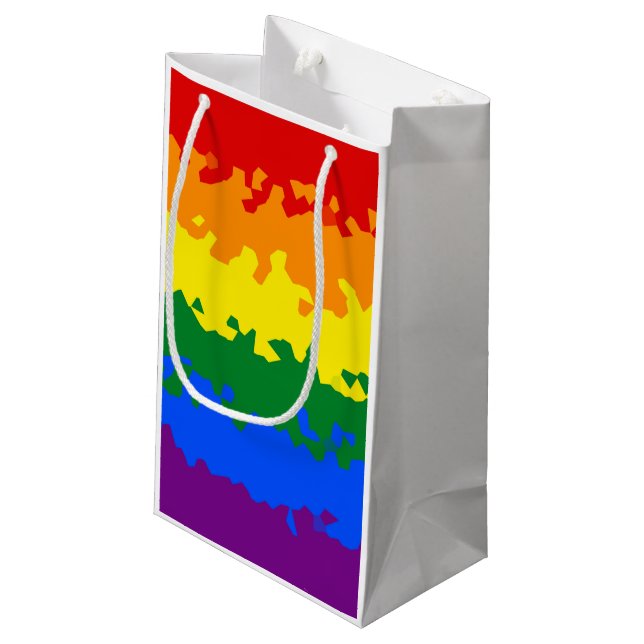 Petit Sac Cadeau Funky Boho Abstrait Gay Rainbow Mosaic Pride Drape (Dos Angle)