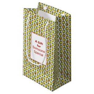 Petit Sac Cadeau Funky Retro Perle d'Olive Personnalisé Couleurs Mo
