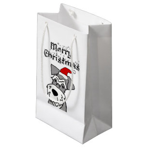 Petit Sac Cadeau Funny Schnauzer Dog Joyeux Noël