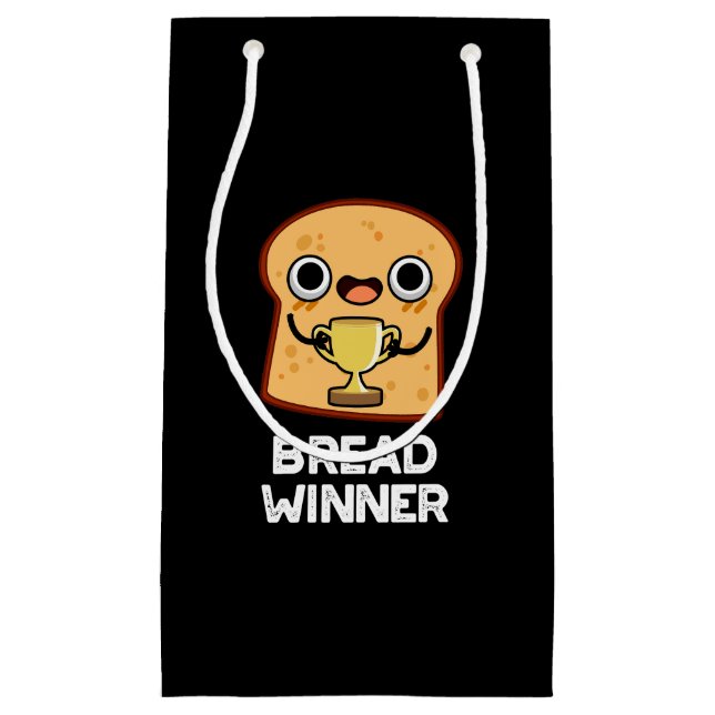 Petit Sac Cadeau Gagnant de pain amusant Nourriture Pun Dark BG (Devant)