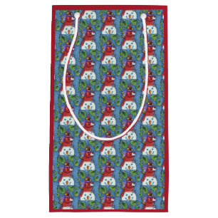PETIT SAC CADEAU GARDE CARDINAL SNOWMAN, CUTE NOËL REDBIRD