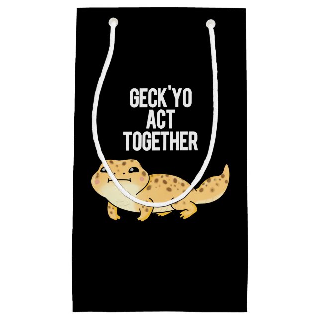 Petit Sac Cadeau Geck Yo Agissez ensemble drôle Gecko Pun Dark BG (Devant)