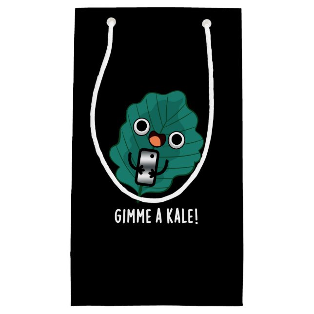 Petit Sac Cadeau Gimme A Kale Funny Veggie Pun Dark BG (Devant)