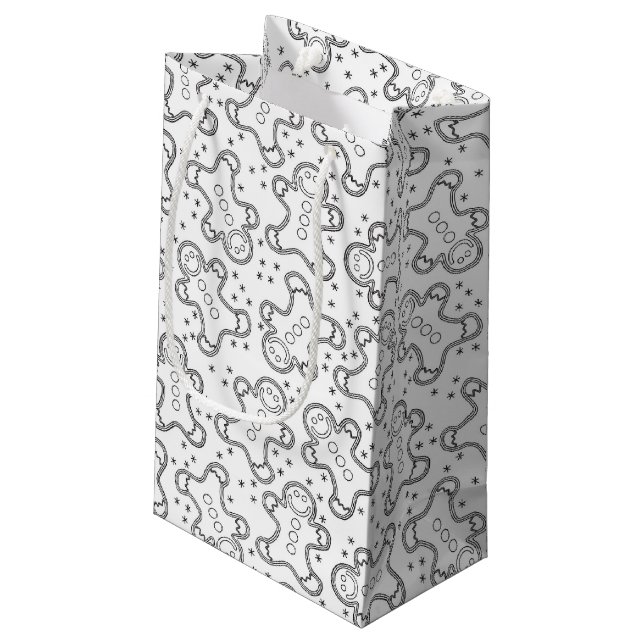 Petit Sac Cadeau Gingerbreads Cute Black and White Christmas (Dos Angle)