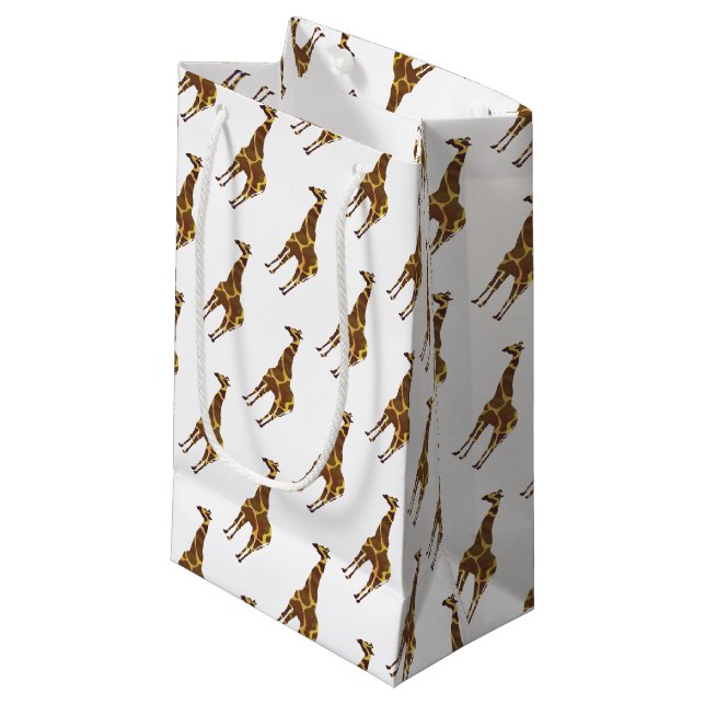 Petit Sac Cadeau Giraffe Brown et jaune Silhouette (Devant Angle)
