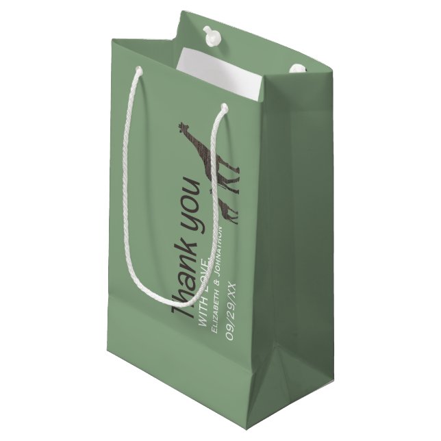 Petit Sac Cadeau Giraffe Safari Argile, Merci Mariage rustique (Devant Angle)
