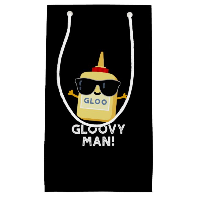 Petit Sac Cadeau Gloovy Man Funny Super Glue Pun Dark BG (Devant)