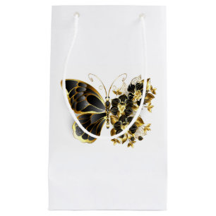 Petit Sac Cadeau Gold flower Butterfly with Black Orchid