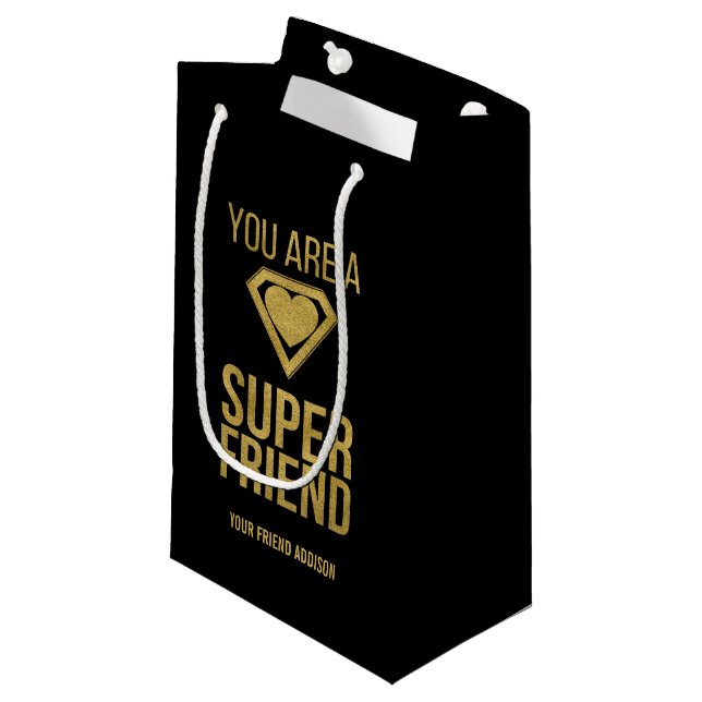 Petit Sac Cadeau Gold Superhero Friend Valentine Cadeau (Devant Angle)