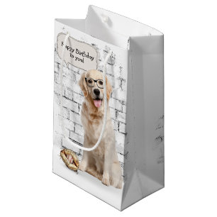Petit Sac Cadeau Golden Retriever avec baseball et gant