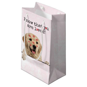 Petit Sac Cadeau Golden Retriever avec des baisers en bâton à lèvre