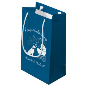 Petit Sac Cadeau Golden Retriever Baby shower chien bleu garçon