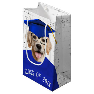 Petit Sac Cadeau Golden Retriever Graduate avec Casquette bleu