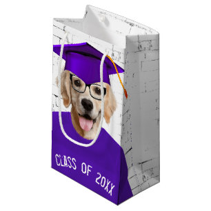 Petit Sac Cadeau Golden Retriever Graduate avec T-shirt violet