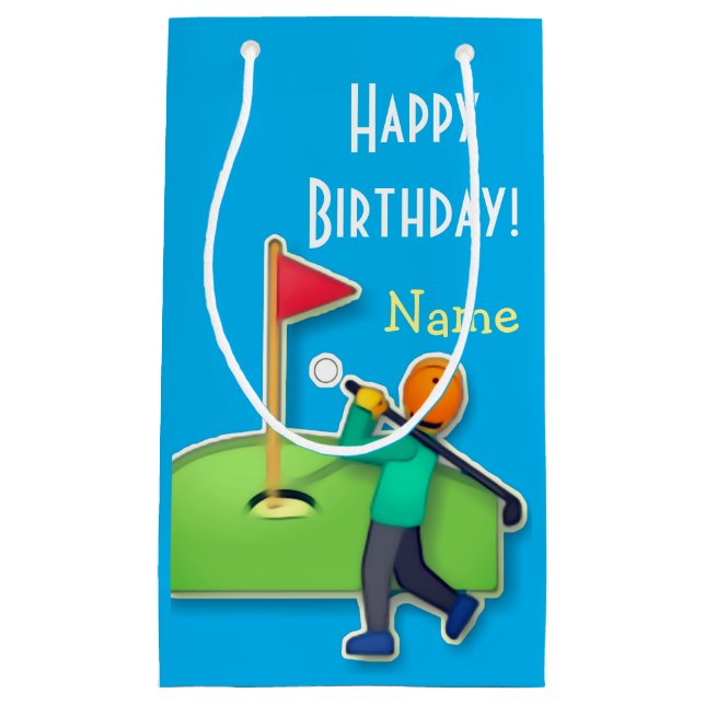 Petit Sac Cadeau Golf Emoji Joyeux Bleu clair d'anniversaire (Devant)