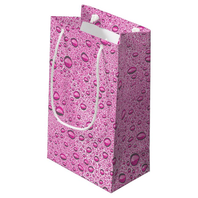 Petit Sac Cadeau gouttelettes d'eau roses chaudes (Dos Angle)