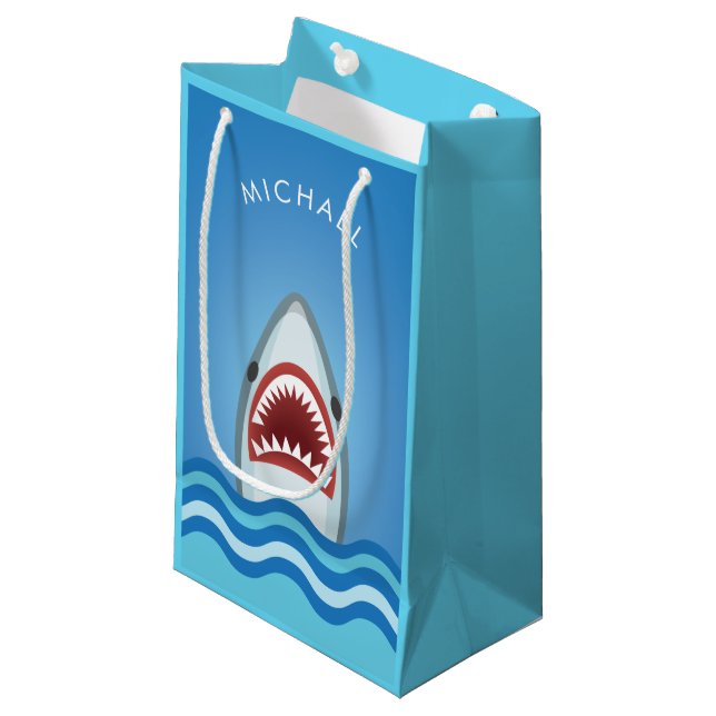Petit Sac Cadeau Grand anniversaire drôle de requin blanc avec (Devant Angle)