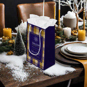 Petit Sac Cadeau Grand-pa Chic Plaid Neige Douche d'hiver Cosy Mari