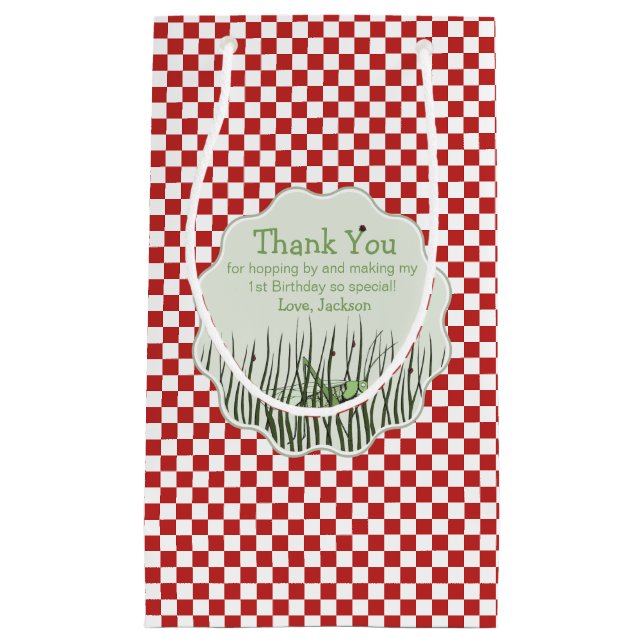 Petit Sac Cadeau Grasshopper Merci d'insectes rouge et blanc (Devant)
