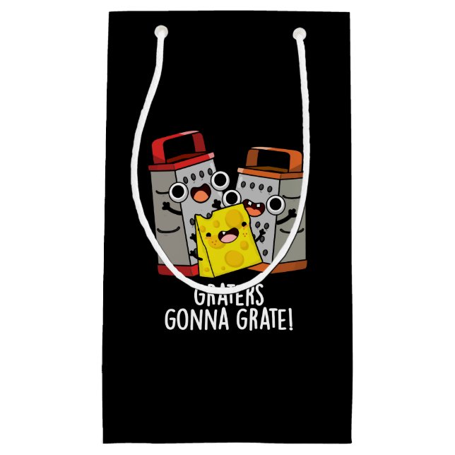 Petit Sac Cadeau Gratte va Grate Funny Cheese Pun Dark BG (Devant)