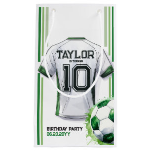 Petit Sac Cadeau Green Soccer Sports Boy Jersey Anniversaire de enf