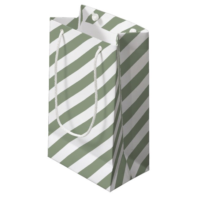 Petit Sac Cadeau Grille verte et blanche (Devant Angle)