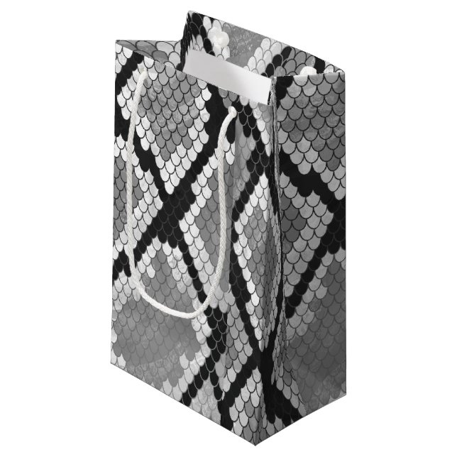 Petit Sac Cadeau Gris de serpent et gris clair (Devant Angle)