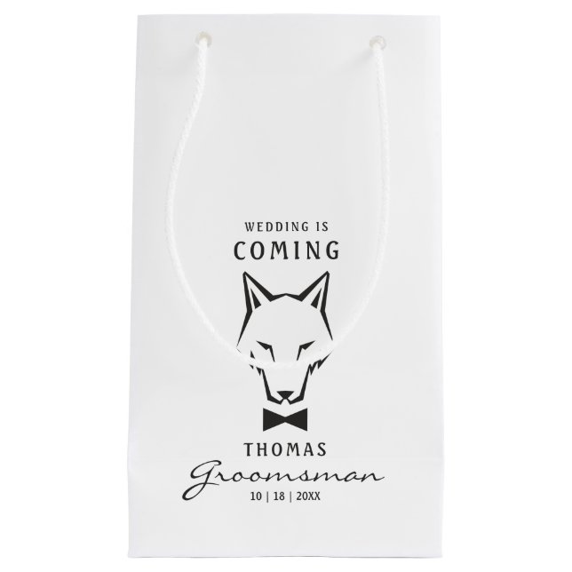 Petit Sac Cadeau Groomsman Best Man Groom Wolf (Devant)