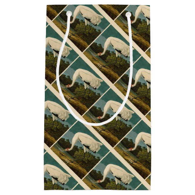 Petit Sac Cadeau Grue blanche Audubon Peinture d'oiseaux (Devant)