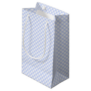 Petit Sac Cadeau Guingan bleu de plaid de joli pays