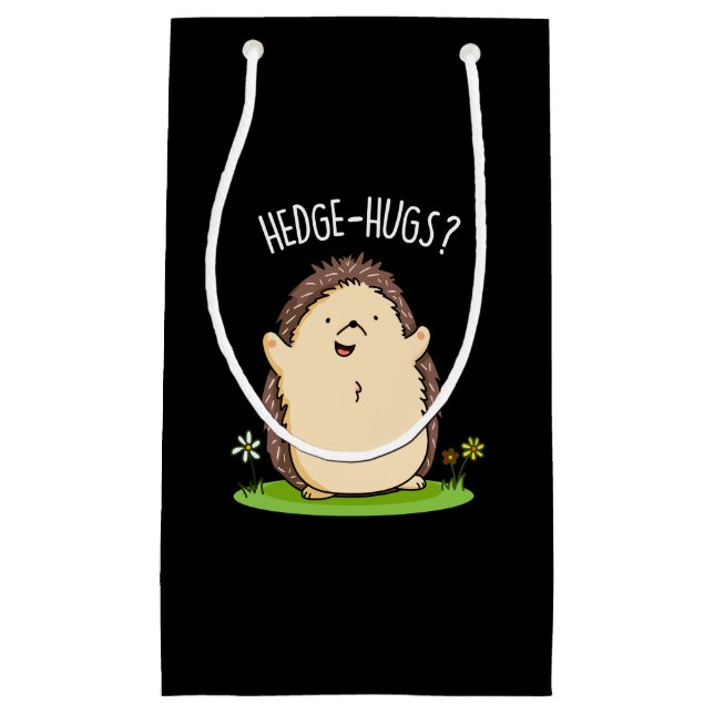 Petit Sac Cadeau Haies de couverture Funny Hedge Hog Pun Dark BG (Devant)