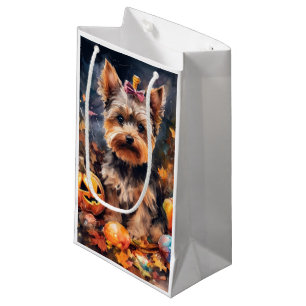 Petit Sac Cadeau Halloween Biewer Terrier Avec La Peur Citrouille