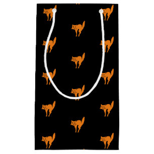 Petit Sac Cadeau Halloween chat noir orange noir motif