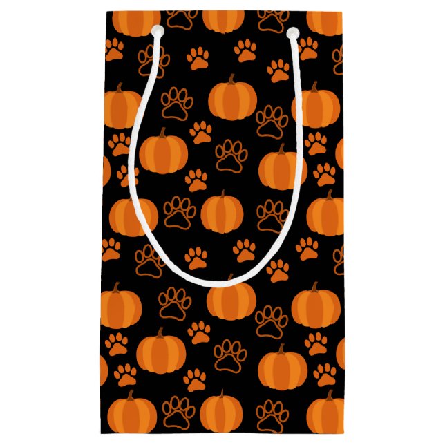Petit Sac Cadeau Halloween citrouille et Paws (Devant)