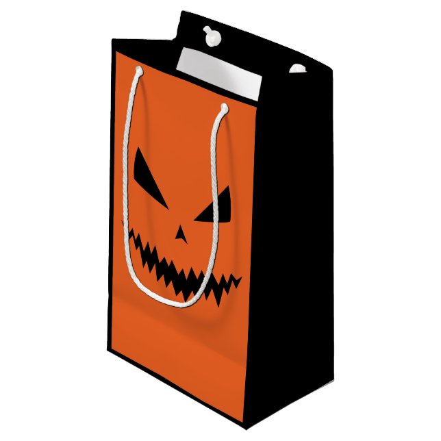 Petit Sac Cadeau Halloween effrayant Jack OLantern noir visage oran (Devant Angle)