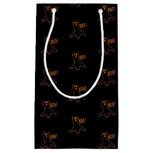 Petit Sac Cadeau Halloween fantôme noir orange motif