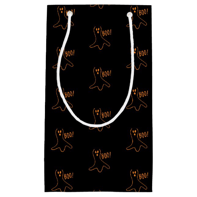 Petit Sac Cadeau Halloween fantôme noir orange motif (Devant)