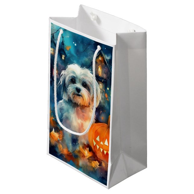 Petit Sac Cadeau Halloween Havanais avec la peur Citrouille (Devant Angle)