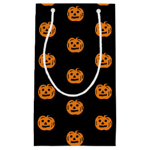 Petit Sac Cadeau Halloween noir orange Jack-o'-lantern motif mignon