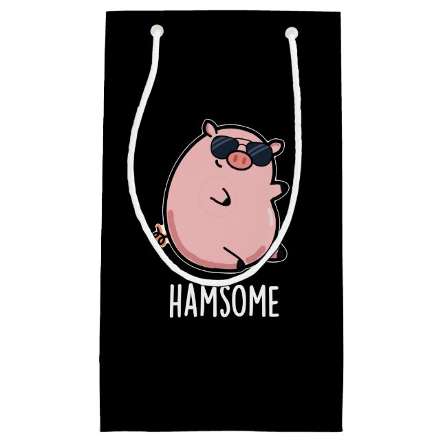 Petit Sac Cadeau Hamsome Funny Pig Pun Dark BG (Devant)