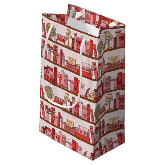 Petit Sac Cadeau Hand Drawn Book Lover Pattern Gift Bag