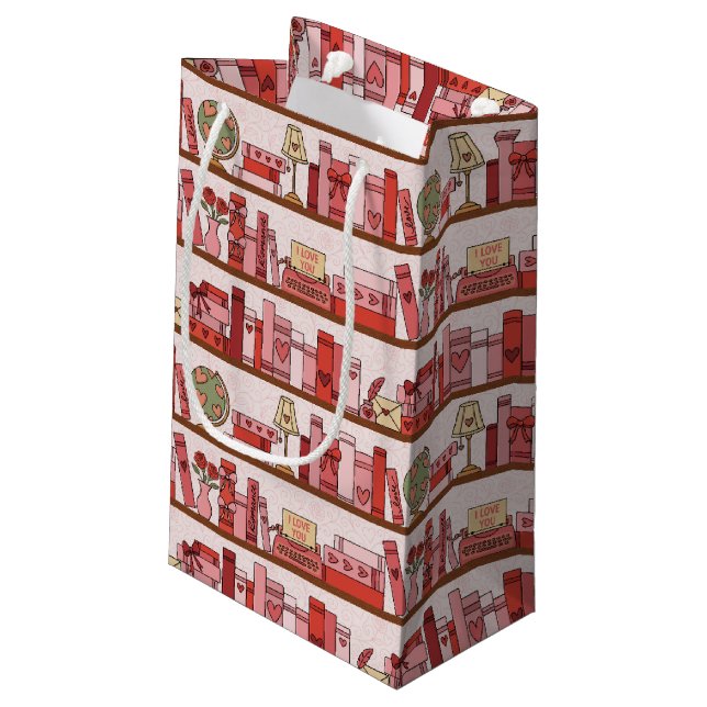 Petit Sac Cadeau Hand Drawn Book Lover Pattern Gift Bag (Dos Angle)