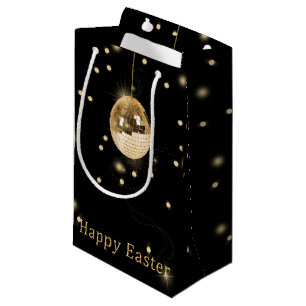 Petit Sac Cadeau Happy Easter Gold Disco Ball