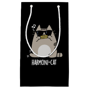 Petit Sac Cadeau Harmoni cat Funny Harmonica Cat Pun Dark BG