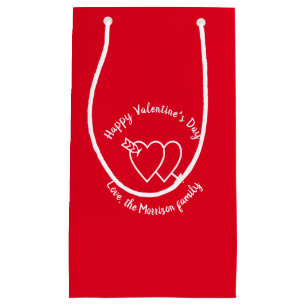 Petit Sac Cadeau Heureuse Sainte-Valentin coeur rouge script person