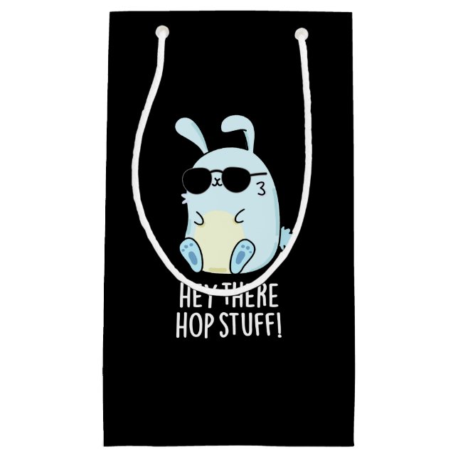 Petit Sac Cadeau Hey Hop Stuff Funny Hot Rabbit Pun Dark BG (Devant)