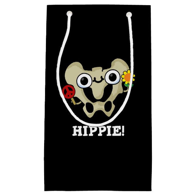 Petit Sac Cadeau Hippie Funny Hip Bone Pun Dark BG (Devant)