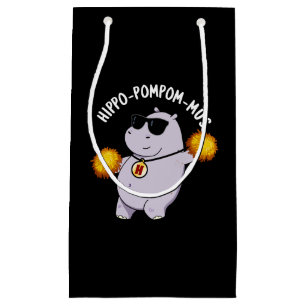 Petit Sac Cadeau Hippo-pompom-mus drôle Animal Hippo Pun Dark BG