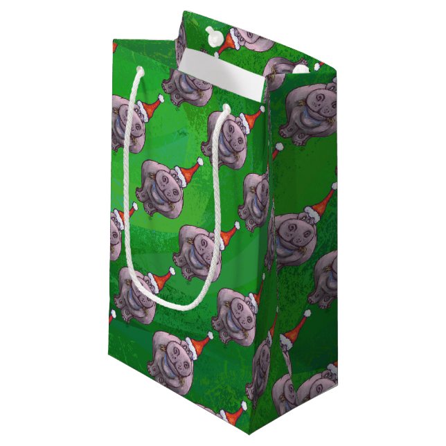 Petit Sac Cadeau Hippopotame dans le motif de casquette de Père (Devant Angle)