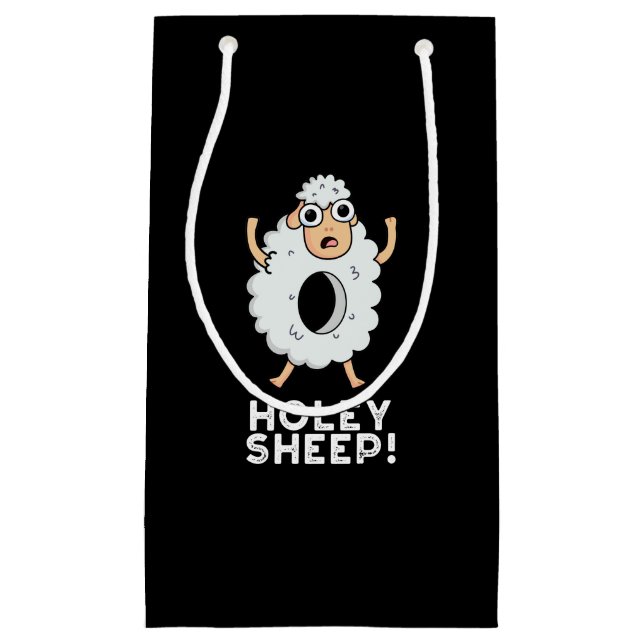 Petit Sac Cadeau Holey Sheep Funny Animal Pun Dark BG (Devant)